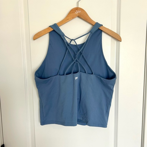 Fabletics Blue Strappy Back High Neck Tank Top Large - Picture 3 of 4